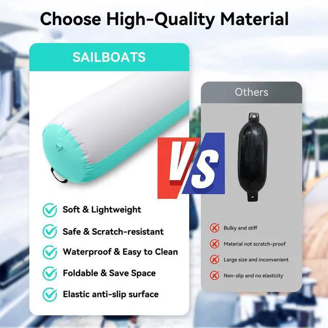 Alt view image 7 of 7 - Inflatable Boat Fender Boat Bumper, 10FT/6FT/5FT Boat Bumper for Docking with 600W Electric Pump, PVC Dock Bumper for Tying up Fishing Boats, Jet Skis, Yachts, Pontoon Boat