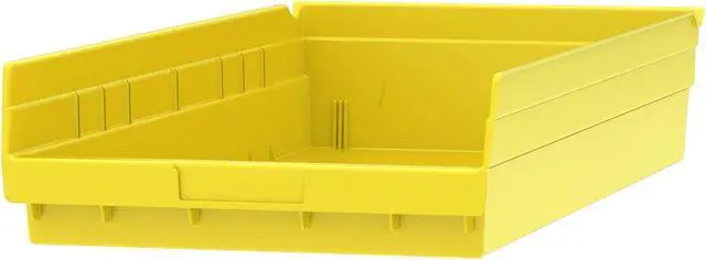 Alt view image 6 of 7 - 30174 Heavy Duty Plastic Shelf Bins, 24"x 11"x 4", Yellow, 6-Pk | Heavy Duty Nesting Storage Bins for Garage, Closet, Refrigerator, Kitchen, Cabinet, Drawer Organization, Pantry Organization