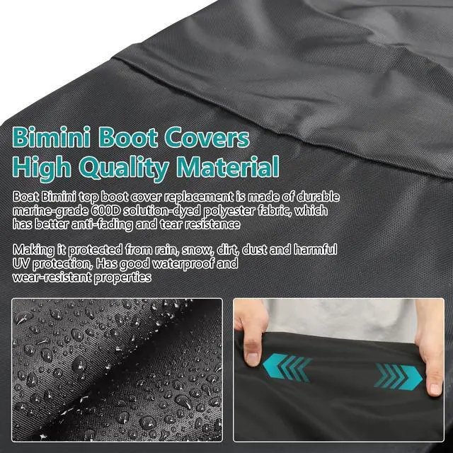 Alt view image 4 of 7 - Oversize Replacement Bimini Top Canvas Storage Boot, Fit Large Bulky Bimini Tops with Large Frames or Oversize Frames, such as Pontoon Boats etc, Fit Very Large Tubing-Fit Up to 103" / 8.5' Wide Black