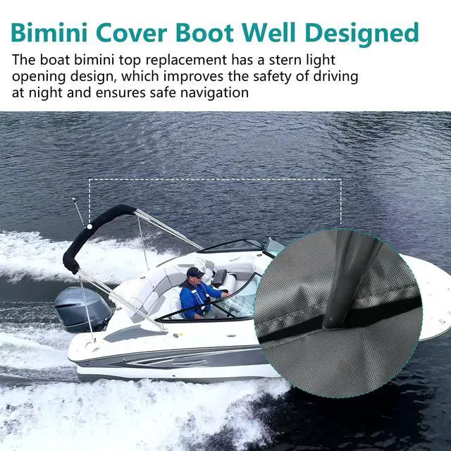 Alt view image 6 of 7 - Oversize Replacement Bimini Top Canvas Storage Boot, Fit Large Bulky Bimini Tops with Large Frames or Oversize Frames, such as Pontoon Boats etc, Fit Very Large Tubing-Fit Up to 103" / 8.5' Wide Black
