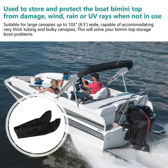 Alt view image 7 of 7 - Oversize Replacement Bimini Top Canvas Storage Boot, Fit Large Bulky Bimini Tops with Large Frames or Oversize Frames, such as Pontoon Boats etc, Fit Very Large Tubing-Fit Up to 103" / 8.5' Wide Black