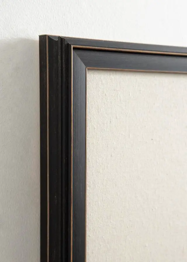 Alt view image 5 of 7 - Oakhurst Rectangle Framed Linen Fabric Pinboard; 24 x 36; Distressed Black; Traditional Decorative Bulletin Board with Stepped Profile and Lightly Distressed Finish