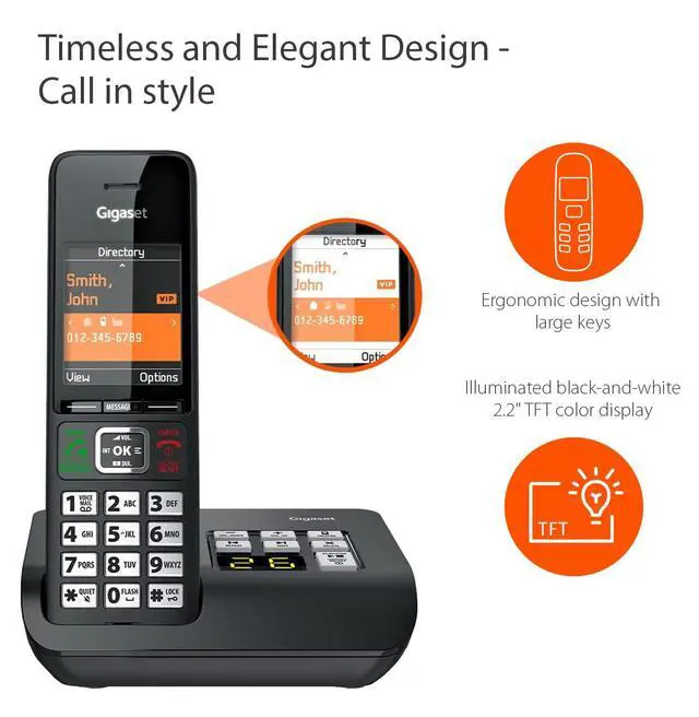 Alt view image 2 of 7 - Comfort 552A - Cordless DECT Phone - Answering Machine - Made in Germany - Elegant Design - Hands-Free Mode - Comfort Call Protection - Big Phone Book, Titanium-Black