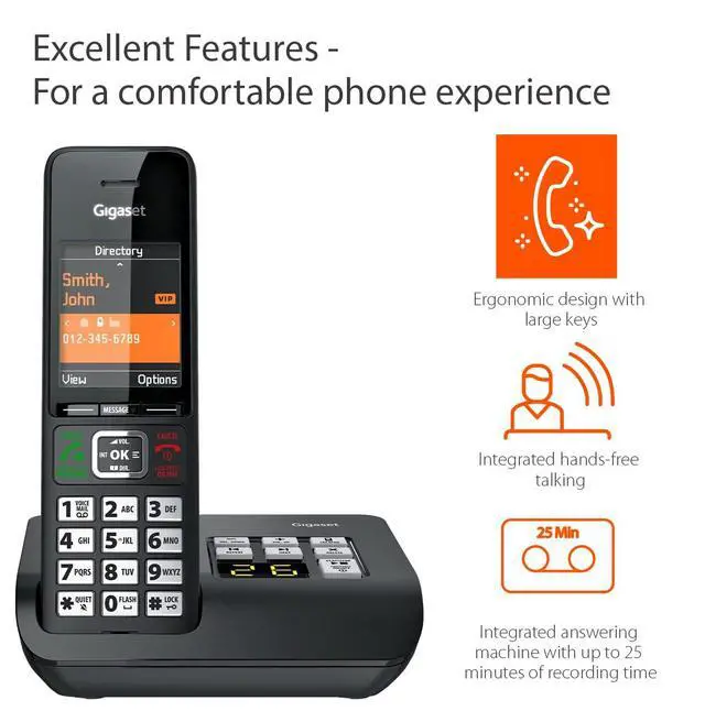 Alt view image 4 of 7 - Comfort 552A - Cordless DECT Phone - Answering Machine - Made in Germany - Elegant Design - Hands-Free Mode - Comfort Call Protection - Big Phone Book, Titanium-Black