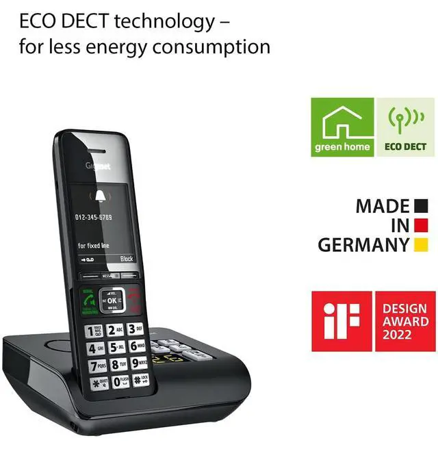 Alt view image 5 of 7 - Comfort 552A - Cordless DECT Phone - Answering Machine - Made in Germany - Elegant Design - Hands-Free Mode - Comfort Call Protection - Big Phone Book, Titanium-Black