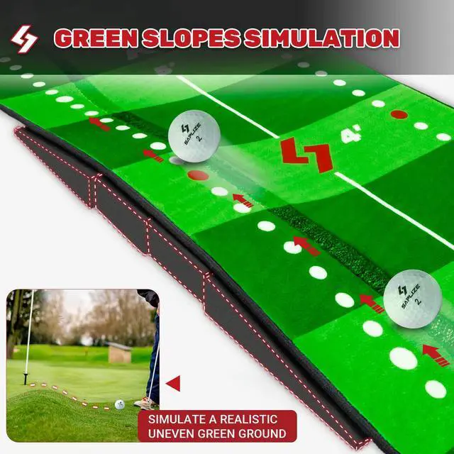 Alt view image 3 of 7 - Golf Putting Mat, Visible Trajectory Tracing, Multiple Training Modes, with Putting Alignment Mirror and Adjustable Green Slopes, Putting Green Matt for Indoors and Outdoors