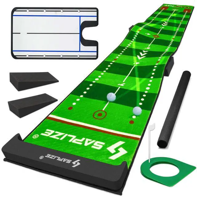Main image of Golf Putting Mat, Visible Trajectory Tracing, Multiple Training Modes, with Putting Alignment Mirror and Adjustable Green Slopes, Putting Green Matt for Indoors and Outdoors