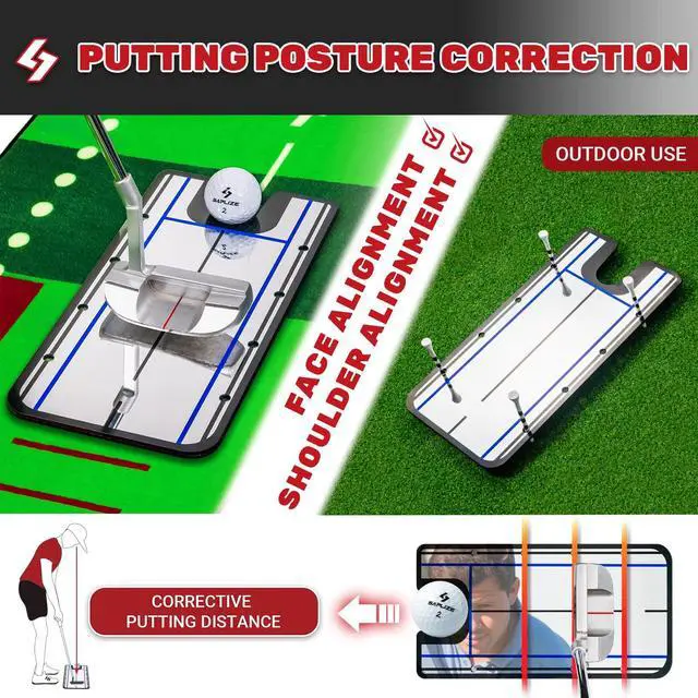 Alt view image 2 of 7 - Golf Putting Mat, Visible Trajectory Tracing, Multiple Training Modes, with Putting Alignment Mirror and Adjustable Green Slopes, Putting Green Matt for Indoors and Outdoors