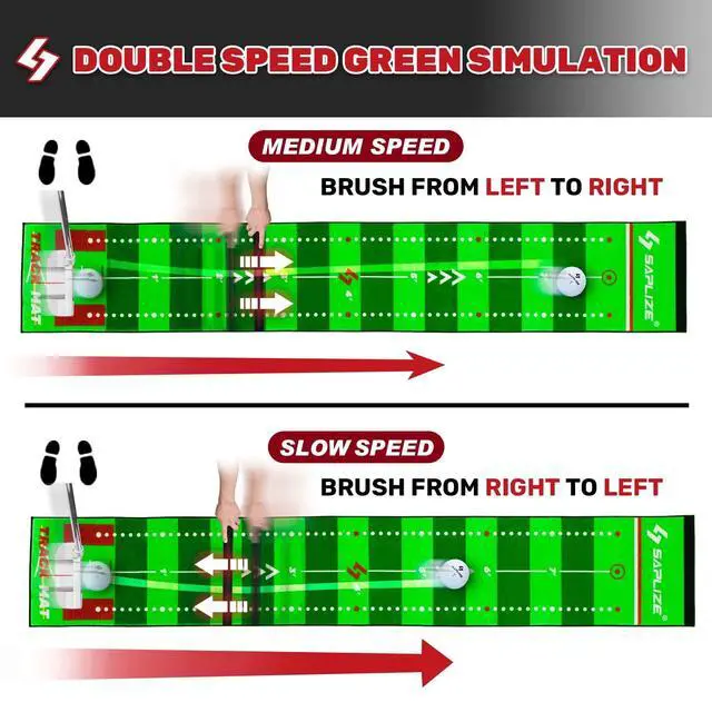 Alt view image 5 of 7 - Golf Putting Mat, Visible Trajectory Tracing, Multiple Training Modes, with Putting Alignment Mirror and Adjustable Green Slopes, Putting Green Matt for Indoors and Outdoors