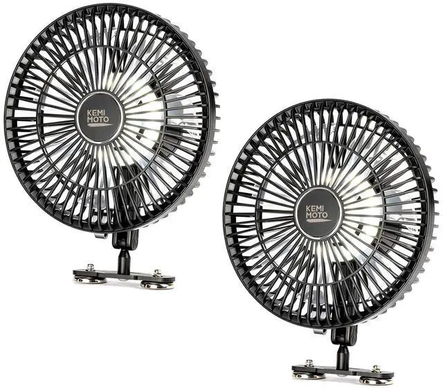 Main image of 8-Inch Magnetic Golf Cart Fan with Reinforced Metal Ball Joint | 3 Light Modes & 6-Speed, Magnetic Fan for Golf Cart, Forklift, Compatible with EZGO RXV, Club Car, 2 Pack