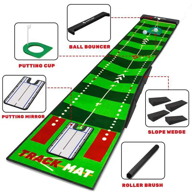 Alt view image 7 of 7 - Golf Putting Mat, Visible Trajectory Tracing, Multiple Training Modes, with Putting Alignment Mirror and Adjustable Green Slopes, Putting Green Matt for Indoors and Outdoors
