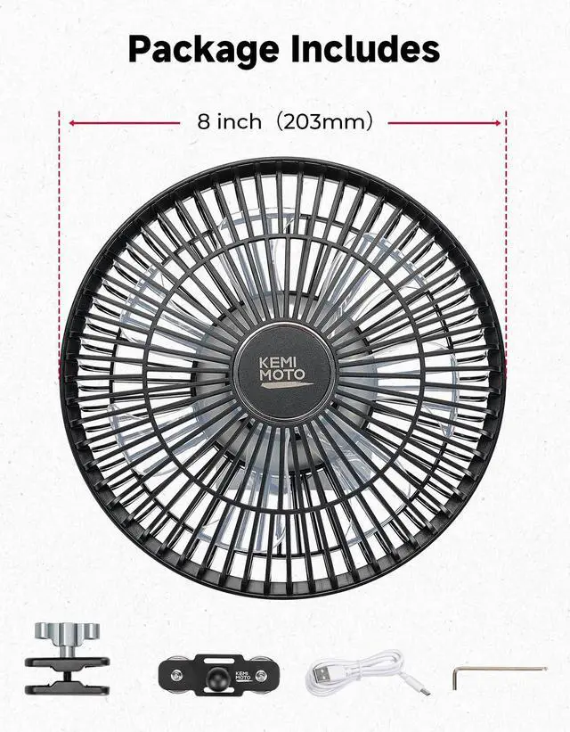 Alt view image 7 of 7 - 8-Inch Magnetic Golf Cart Fan with Reinforced Metal Ball Joint | 3 Light Modes & 6-Speed, Magnetic Fan for Golf Cart, Forklift, Compatible with EZGO RXV, Club Car, 2 Pack