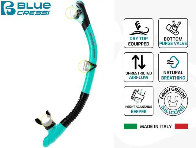 Alt view image 5 of 6 - Panoramic Diving Mask and Snorkel Kit - Wide View - Top Dry System Snorkel - Horizon & Scilla - Designed in Italy
