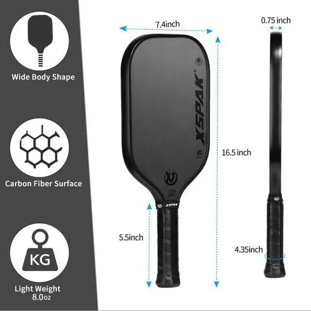 Alt view image 2 of 6 - XSPAK PRO Series Thermoformed T700SC Tournament Carbon Fiber Pickleball Paddle, USAPA Certified Honeycomb Core with Comfort Cushion Grip, Dominant Power & Larger Sweet Spot