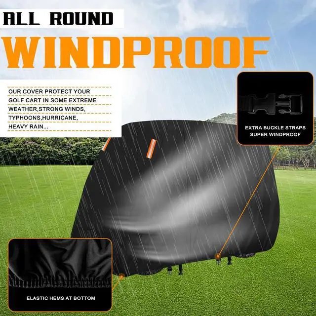 Alt view image 4 of 7 - Golf Cart Cover 2/4/6 Passenger Golf Cart Covers Extended Roof Waterproof Outdoor,Durable Weatherproof,Compatible with Club Car, EZGO, Yamaha, Cushman, Evolution, Star,Tomberlin