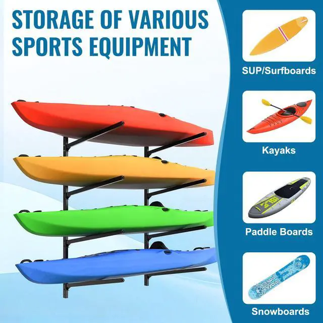Alt view image 5 of 7 - Kayak Storage Rack, Kayak Wall Mount Rack, Kayak Rack for Garage, Adjustable Kayak Racks for Hanging Indoor Outdoor