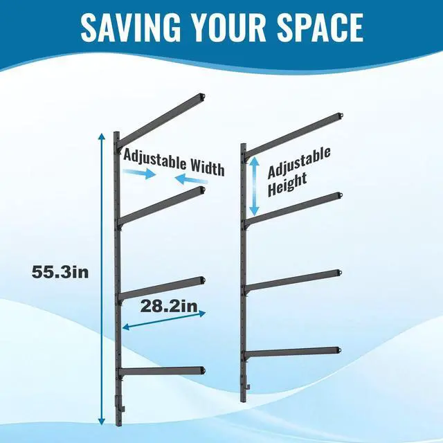 Alt view image 7 of 7 - Kayak Storage Rack, Kayak Wall Mount Rack, Kayak Rack for Garage, Adjustable Kayak Racks for Hanging Indoor Outdoor