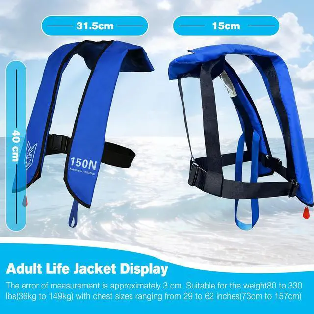 Alt view image 2 of 7 - Inflatable Life-Jacket for Adults| Life-Vest Inflation-PFD with Whistle| Automatic & Manual Lightweight Supports up to 300 lbs for Kayaking Fishing Boating