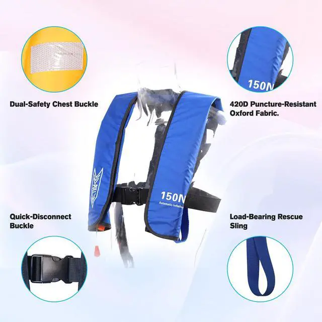 Alt view image 5 of 7 - Inflatable Life-Jacket for Adults| Life-Vest Inflation-PFD with Whistle| Automatic & Manual Lightweight Supports up to 300 lbs for Kayaking Fishing Boating
