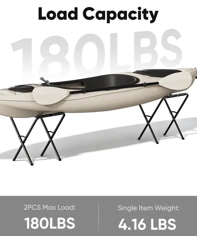 Alt view image 4 of 7 - Folding Kayak Stand, 180 lbs Capacity Heavy Duty Metal Kayak Storage Rack for Canoe, SUP & Paddle Board, Portable Kayak Rack for Outdoor & Indoor