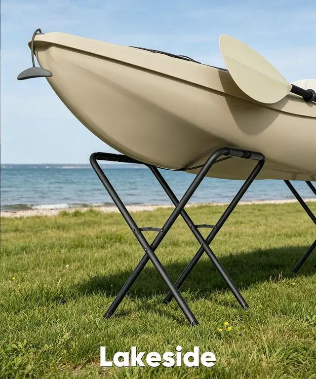 Alt view image 7 of 7 - Folding Kayak Stand, 180 lbs Capacity Heavy Duty Metal Kayak Storage Rack for Canoe, SUP & Paddle Board, Portable Kayak Rack for Outdoor & Indoor