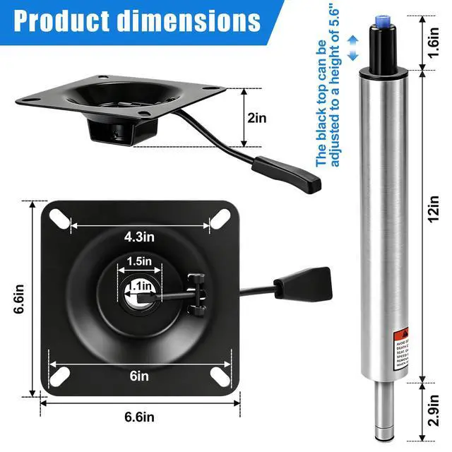 Alt view image 3 of 7 - Lock'N-Pin 3/4" Adjustable Boat Seat Pin Post, (13"-19") (18"-24") (24"-30") Height Adjustable Non-Threaded Power Pedestal for Marine Fishing Bass Pontoon Boat