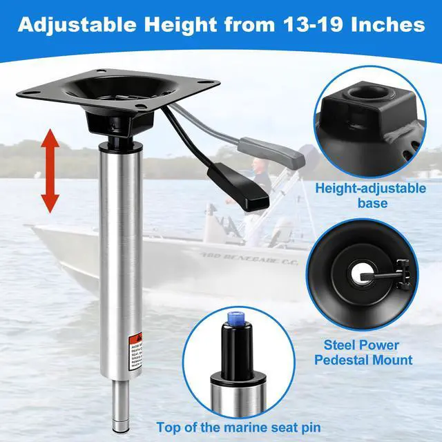 Alt view image 7 of 7 - Lock'N-Pin 3/4" Adjustable Boat Seat Pin Post, (13"-19") (18"-24") (24"-30") Height Adjustable Non-Threaded Power Pedestal for Marine Fishing Bass Pontoon Boat