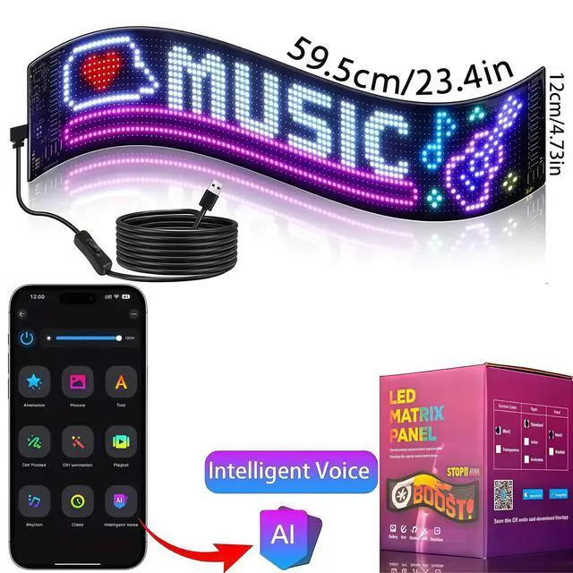 Alt view image 5 of 7 - AI Voice Controlled Golf Cart Devil Eyes Light, 23x5inch | LED Eyes for Golf Cart Windshield.16x96 flexible screen,scrolling text.IP67 waterproof,5-sec install. Fits trucks & UTVs