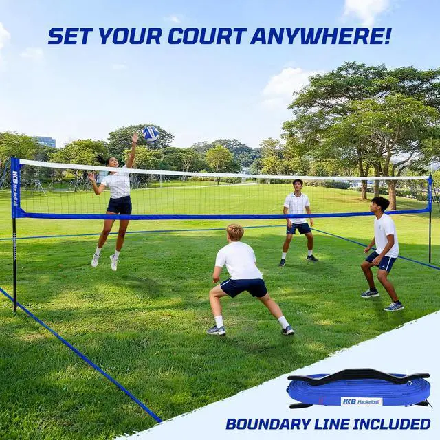 Alt view image 7 of 7 - Outdoor Volleyball Net Set for Backyard, 32FT Regulation, 3-Level Adjustable Height & Anti-Sag Tension System, Heavy Duty Thick Poles, Includes Volleyball, Pump, Boundary Line and Carry Bag