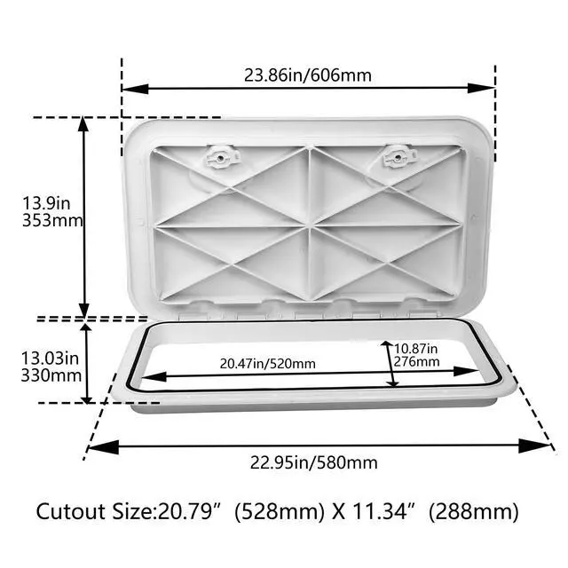 Alt view image 2 of 7 - Boat Hatch 24" X 14", 180 Degree Lid Hinge Boat Deck Hatch, Marine Hatch with Non Slip Surface, Durable Construction Boat Access Hatch & Lid, Weatherproof and Easy to Install