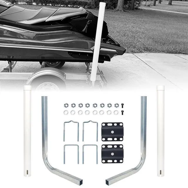 Alt view image 2 of 7 - 1 Pair of Boat Trailer Guide, Trailer Guide Ons Galvanized Steel for Boat, Fishing Boat, Sailboat Trailer, Silver, L or T Shaped
