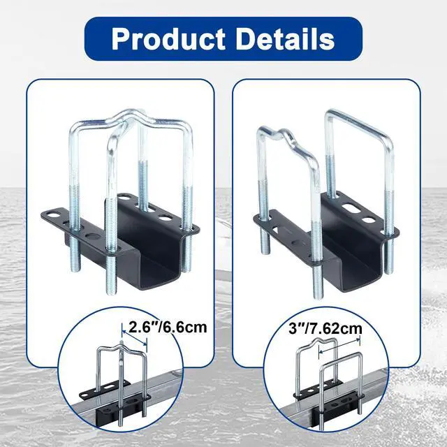 Alt view image 5 of 7 - 1 Pair of Boat Trailer Guide, Trailer Guide Ons Galvanized Steel for Boat, Fishing Boat, Sailboat Trailer, Silver, L or T Shaped