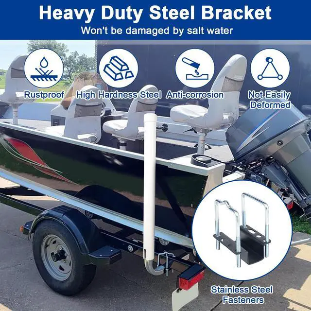 Alt view image 6 of 7 - 1 Pair of Boat Trailer Guide, Trailer Guide Ons Galvanized Steel for Boat, Fishing Boat, Sailboat Trailer, Silver, L or T Shaped