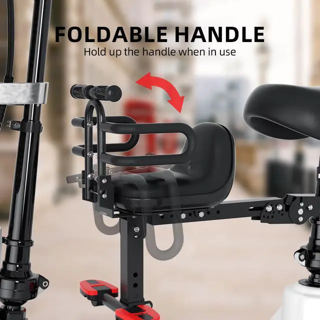 Alt view image 2 of 7 - Bike Child Seat,Front Mount Detachable Bicycle Kids Seat, Child Seat with Shock Absorbing Pedal GuardrailSuitable for Pedal Scooter Motorcycle Bicycle
