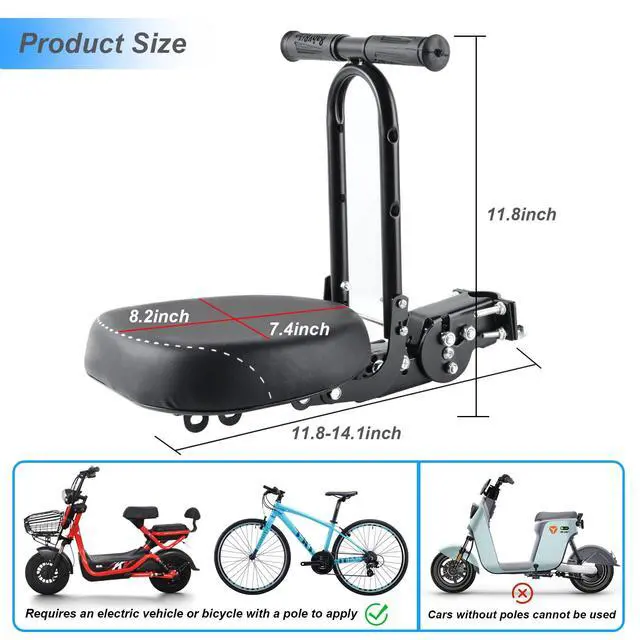 Alt view image 3 of 7 - Bike Child Seat,Front Mount Detachable Bicycle Kids Seat, Child Seat with Shock Absorbing Pedal GuardrailSuitable for Pedal Scooter Motorcycle Bicycle