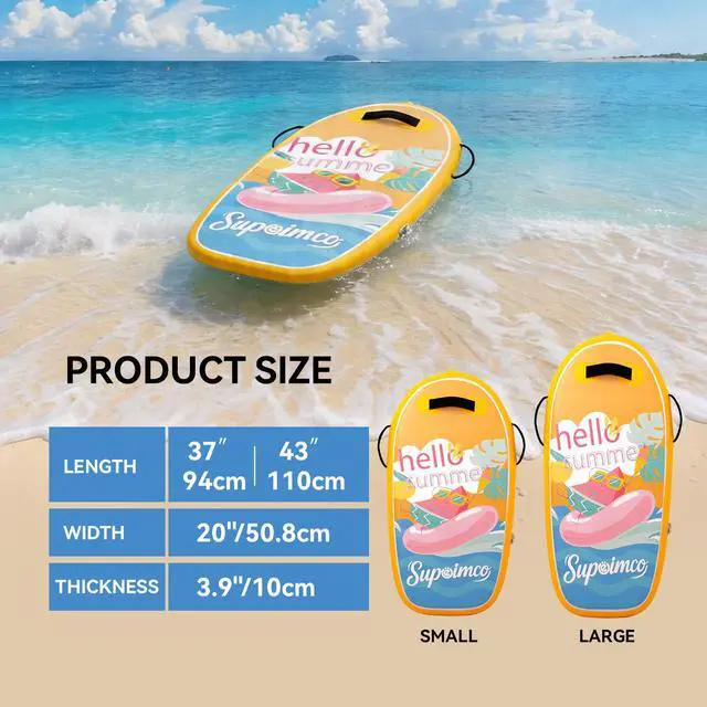 Alt view image 3 of 7 - Inflatable Boogie Board, Bodyboard - Lightweight PVC Core Boogie Boards for Beach & Pool, Foldable with Wrist Straps, Ideal Surfing Gear for Teens and Adults