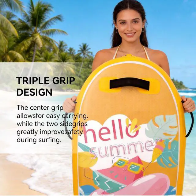 Alt view image 5 of 7 - Inflatable Boogie Board, Bodyboard - Lightweight PVC Core Boogie Boards for Beach & Pool, Foldable with Wrist Straps, Ideal Surfing Gear for Teens and Adults