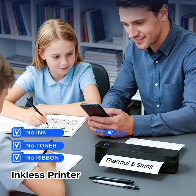 Alt view image 5 of 7 - MT610 A4 Thermal Printer with Case & 200 Sheets, Bluetooth & USB | Portable & Compact, Inkless Printer for Travel, Remote Work, Truck Drivers, Phones & Laptops