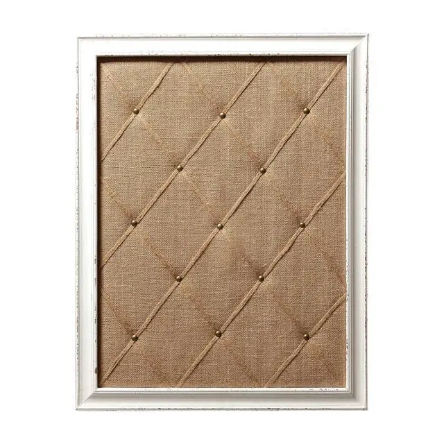 Alt view image 5 of 7 - Antique White Linen Fabric Pin Board, 21"×27" Message Board Wall Decor, Burlap Bulletin Board Picture Memo Board, Large Cork Boards for Walls with Frame, Vision Board for Farmhouse Home,Office Decor