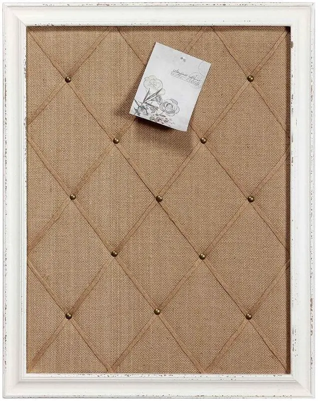 Main image of Antique White Linen Fabric Pin Board, 21"×27" Message Board Wall Decor, Burlap Bulletin Board Picture Memo Board, Large Cork Boards for Walls with Frame, Vision Board for Farmhouse Home,Office Decor
