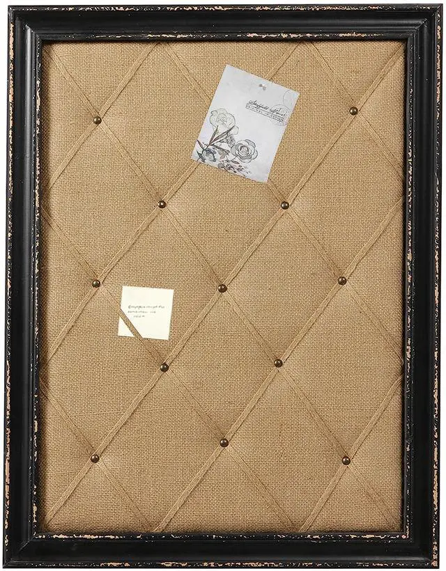 Main image of Vision Board Linen Bulletin Board Black Frame, 21"×27" Pin Boards Large Cork Boards for Walls, Rustic Message Board Decorative Memo Boards, Wall Mounted Display Picture Board for Home Office Decor
