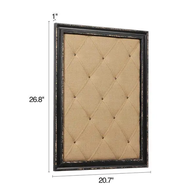 Alt view image 2 of 6 - Vision Board Linen Bulletin Board Black Frame, 21"×27" Pin Boards Large Cork Boards for Walls, Rustic Message Board Decorative Memo Boards, Wall Mounted Display Picture Board for Home Office Decor