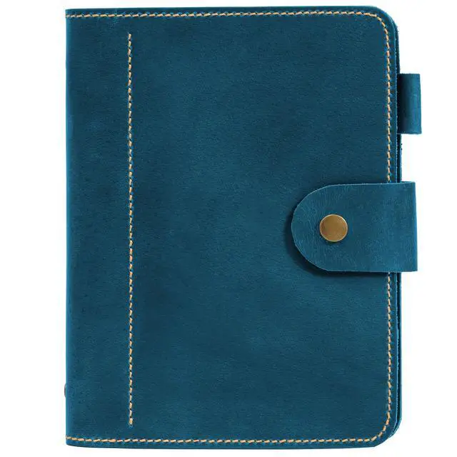Alt view image 2 of 4 - Leather A5 binder planner, Refillable leather journal, Leather notebook, A5 ring binder, Custom gift for him, Leadership Gifts, Corporate Gifts for Clients (Blue)