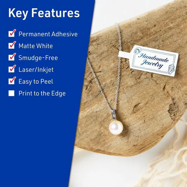 Alt view image 2 of 7 - TrueBlock Matte White Barbell Labels, Sure Feed Technology, 0.5" x 2.5", 4,500 Matte White Labels, Laser/Inkjet Printable, Great for Jewelry and Product Merchandising