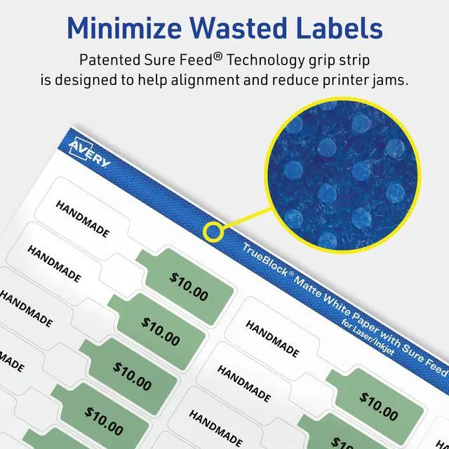 Alt view image 4 of 7 - TrueBlock Matte White Barbell Labels, Sure Feed Technology, 0.5" x 2.5", 4,500 Matte White Labels, Laser/Inkjet Printable, Great for Jewelry and Product Merchandising