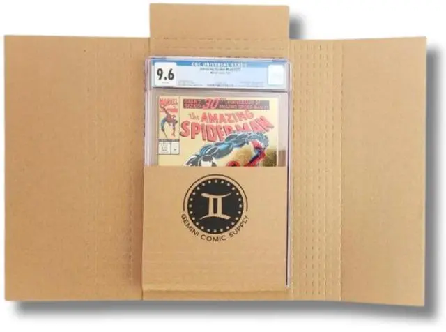 Main image of Gemini Wrap Mailer Comic Shipping Boxes - 100ct | Holds 15 Comics, 3 Graded Slabs, 10 Toploader Comics, 8 Magazines | Premium Customizable Gemini Mailers for Comic Books, Manga, Literature Mailers etc