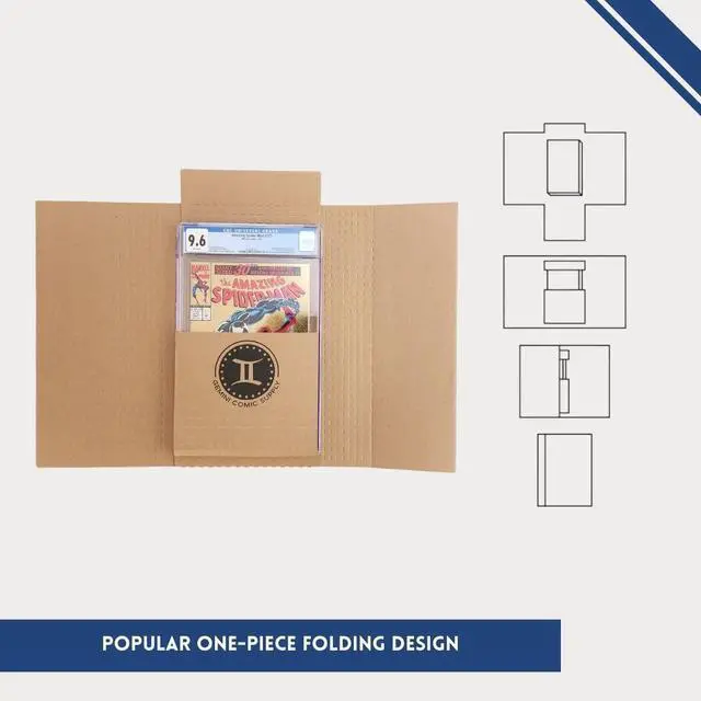Alt view image 2 of 6 - Gemini Wrap Mailer Comic Shipping Boxes - 100ct | Holds 15 Comics, 3 Graded Slabs, 10 Toploader Comics, 8 Magazines | Premium Customizable Gemini Mailers for Comic Books, Manga, Literature Mailers etc