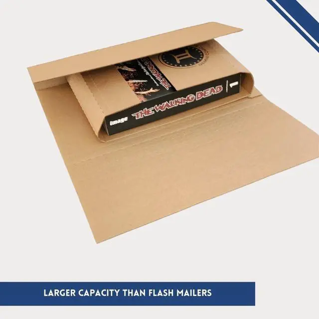 Alt view image 4 of 6 - Gemini Wrap Mailer Comic Shipping Boxes - 100ct | Holds 15 Comics, 3 Graded Slabs, 10 Toploader Comics, 8 Magazines | Premium Customizable Gemini Mailers for Comic Books, Manga, Literature Mailers etc
