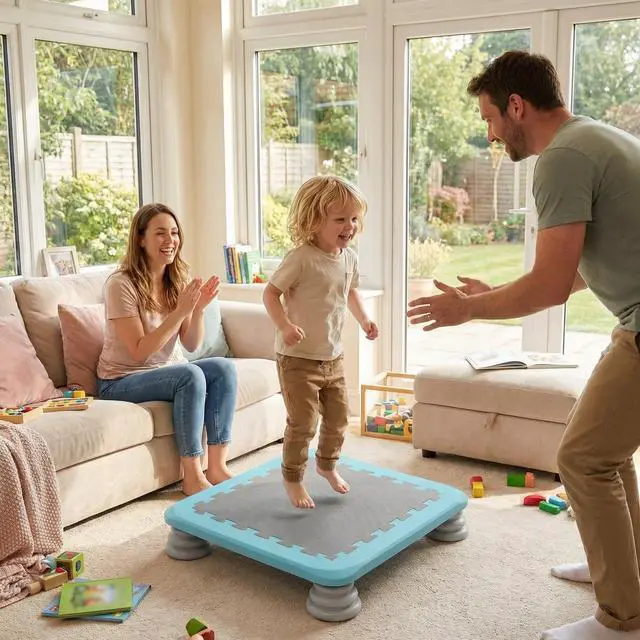 Alt view image 2 of 7 - Mini Trampoline for Kids, 25 Inch Sensory Bounce Board for Balance & Coordination, Non-Slip Rebounder Board for Kids Ages 3+, Indoor Mini Trampoline with Stable Base