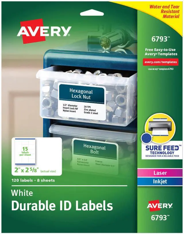 Main image of Durable ID Labels, Permanent Adhesive, 2 x 2-5/8, 5 Packs (6793)